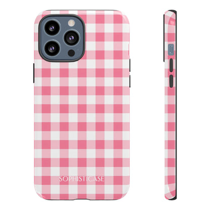 Gingham in Salmon - Tough Phone Case for iPhone