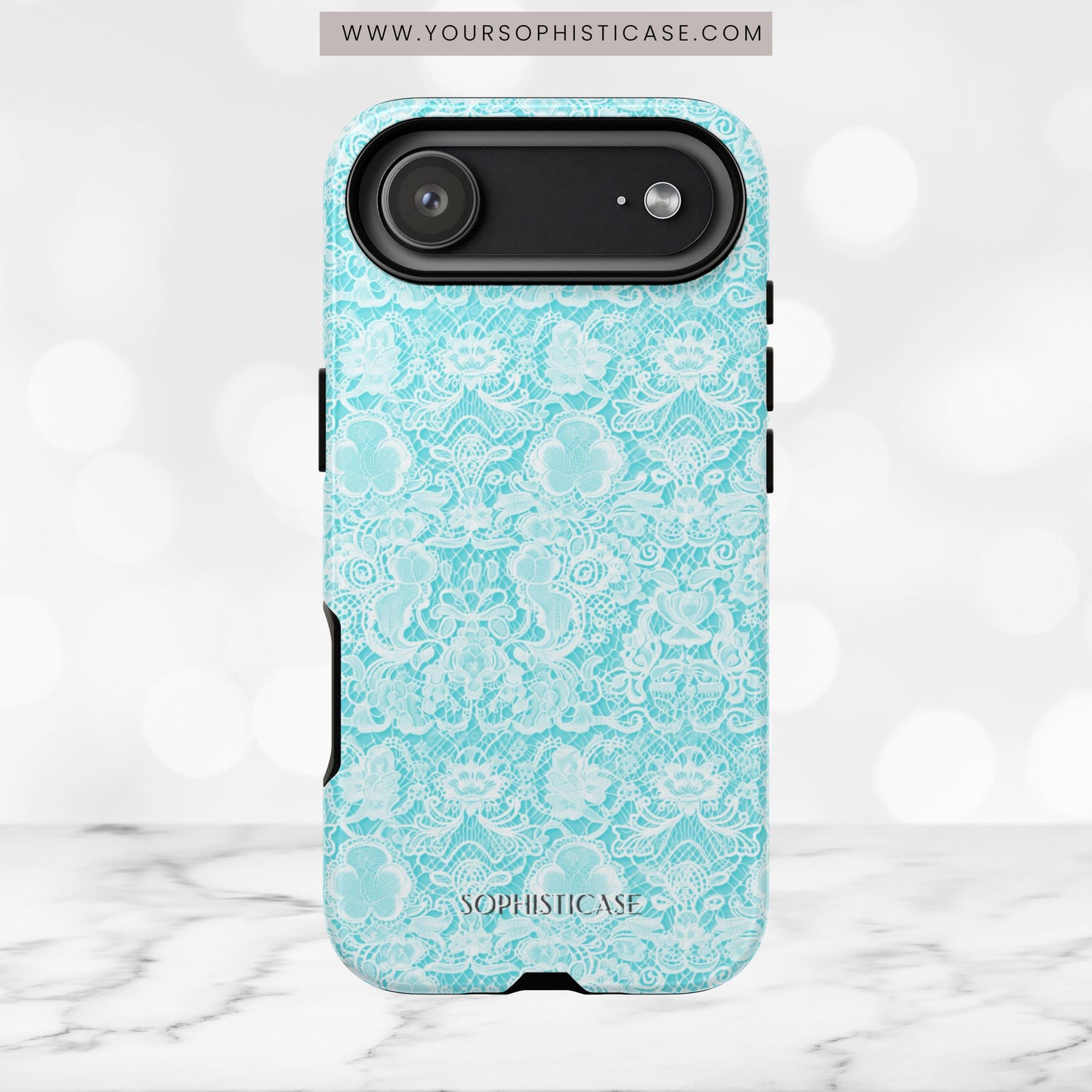 Luxe Lace in Aqua - Tough Phone Case