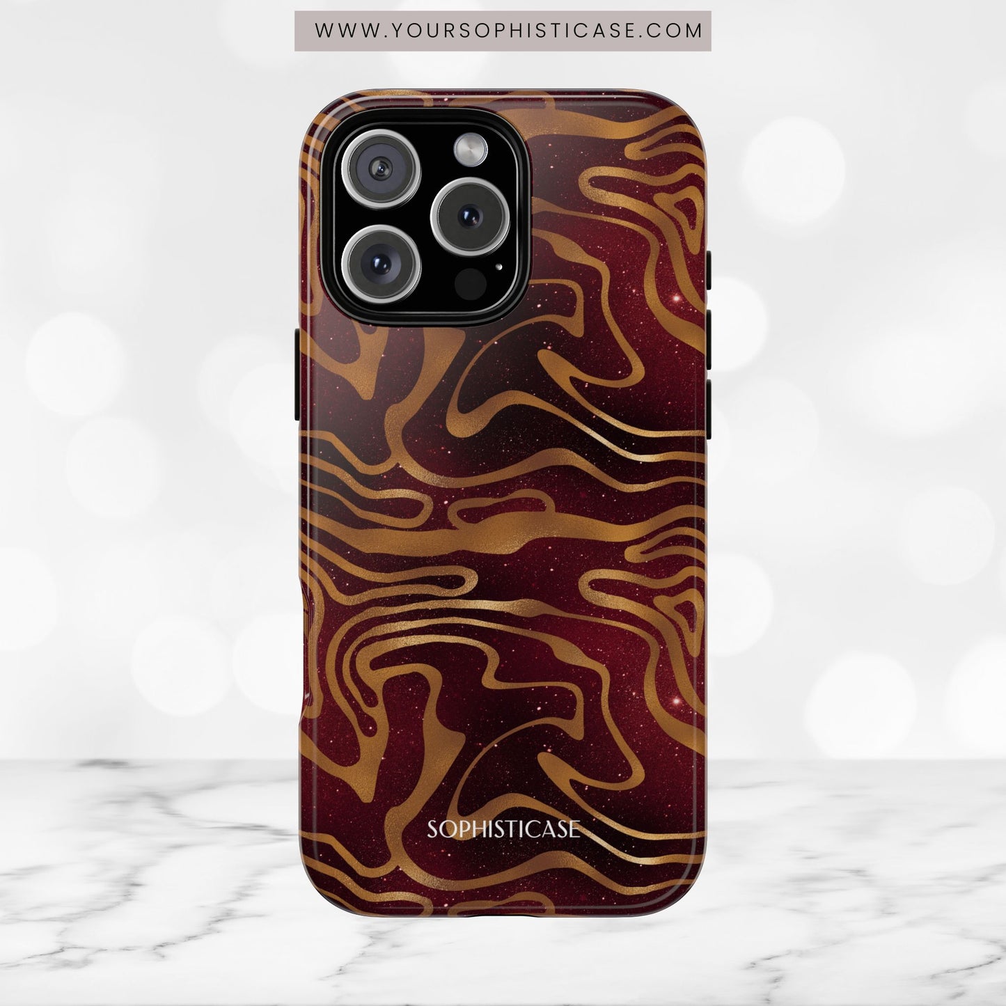 Cosmic Gold in Red - iPhone Case, Samsung Galaxy Case, Google Pixel Case