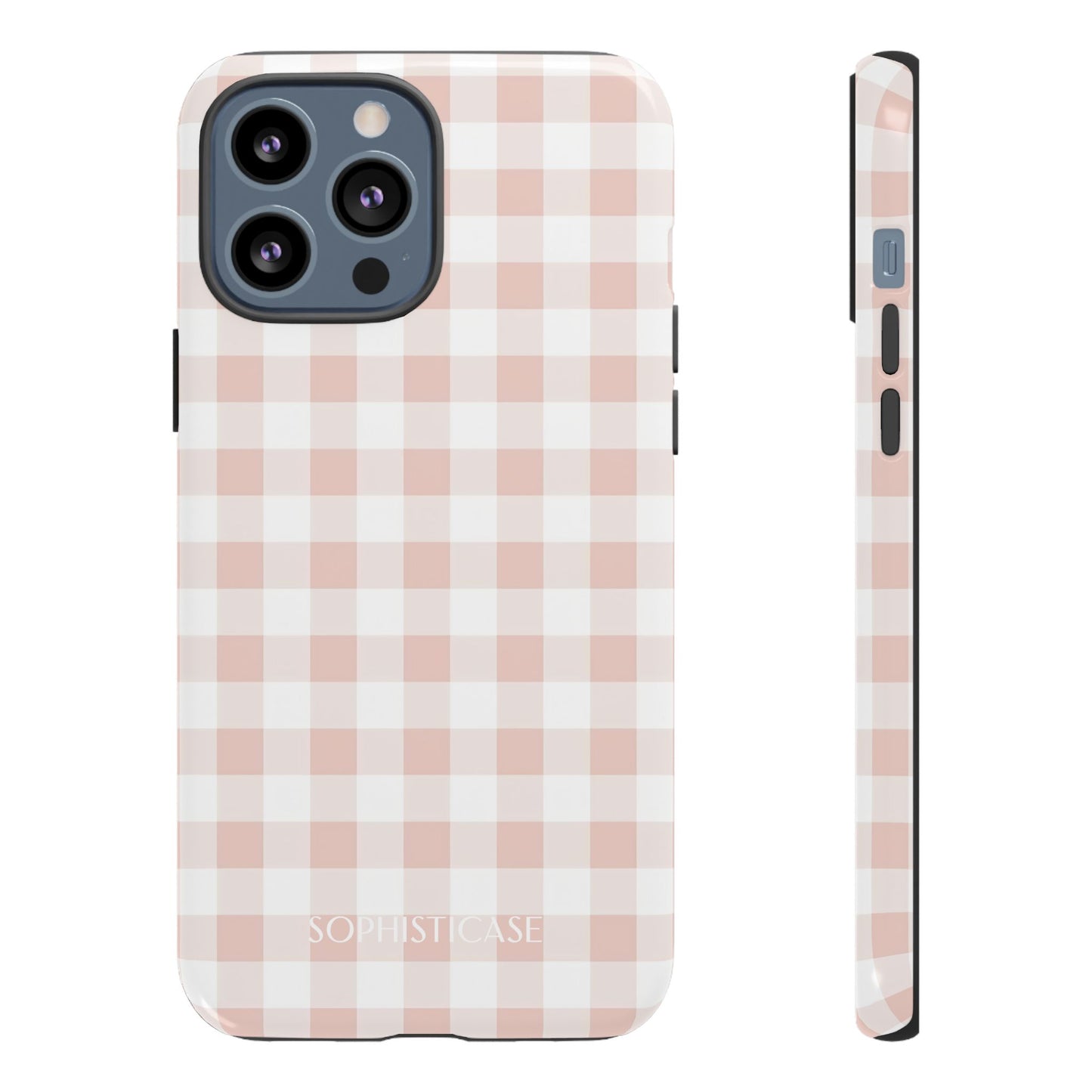 Gingham in Neutral Beige - Drop Proof Phone Case for iPhone