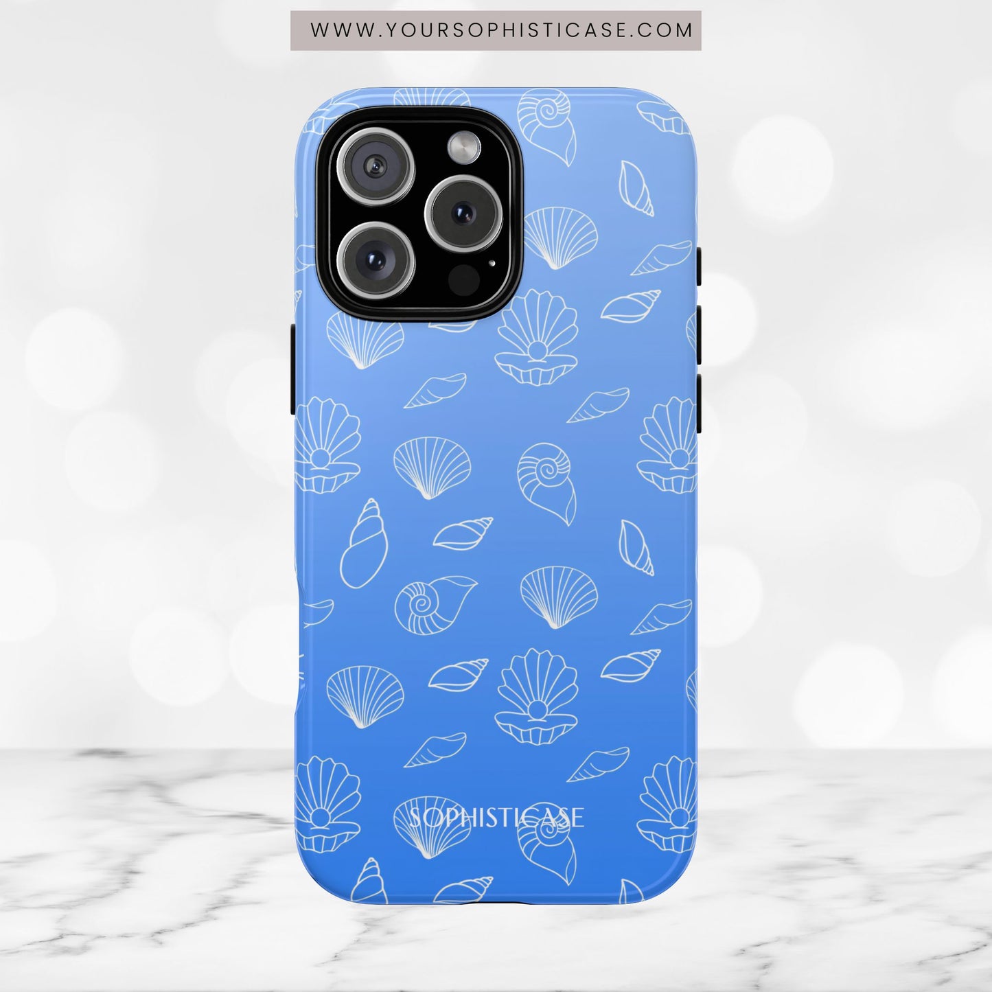 Seashell Society in Ocean Blue - iPhone Case, Samsung Galaxy Case, Google Pixel Case