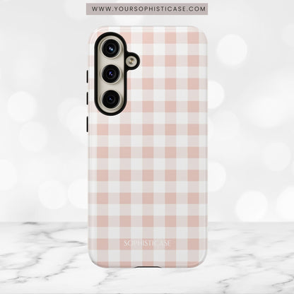 Gingham in Neutral Beige - Tough Phone Case