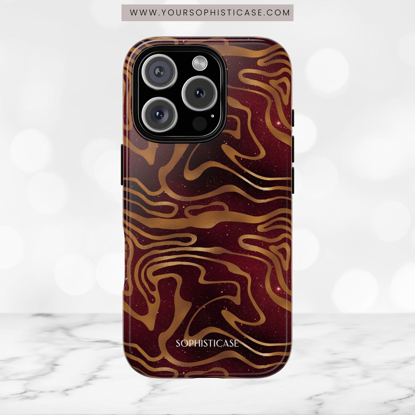 Cosmic Gold in Red - iPhone Case, Samsung Galaxy Case, Google Pixel Case