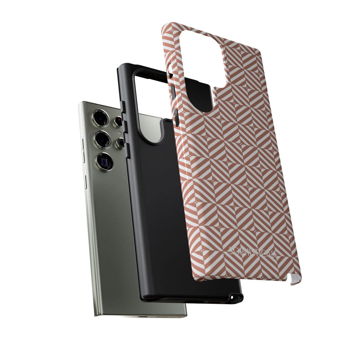 Illusions in Light Brown - Dual Layer Shockproof Phone Case for iPhone, Google Pixel and Samsung Galaxy