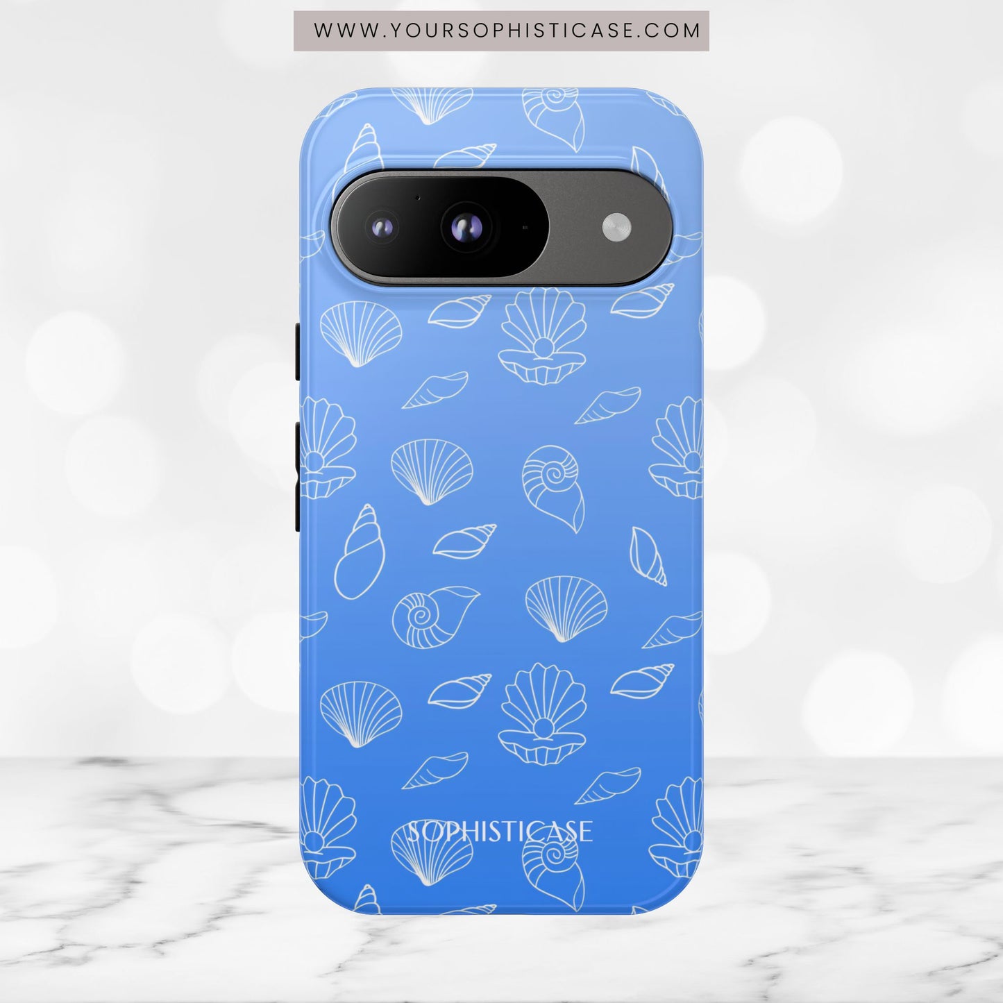 Seashell Society in Ocean Blue - iPhone Case, Samsung Galaxy Case, Google Pixel Case