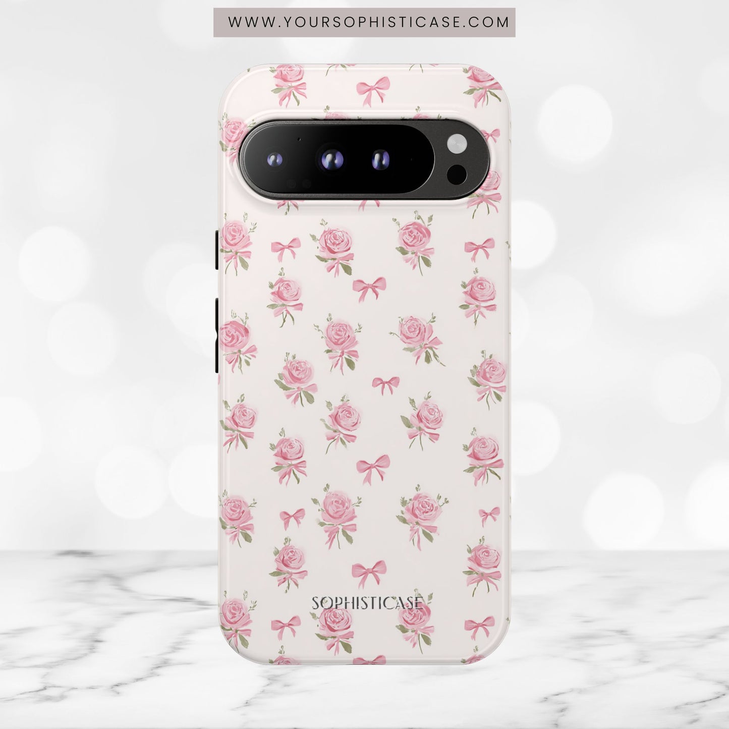 The Sweetest Thing in Coquette Roses and Bows - iPhone Case, Samsung Galaxy Case, Google Pixel Case