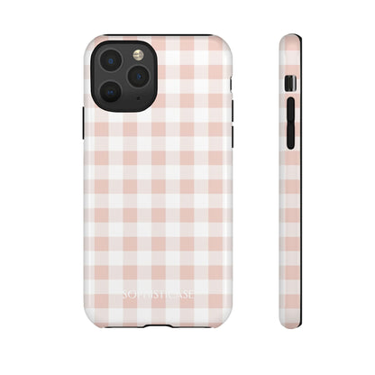 Gingham in Neutral Beige - Drop Proof Phone Case for iPhone