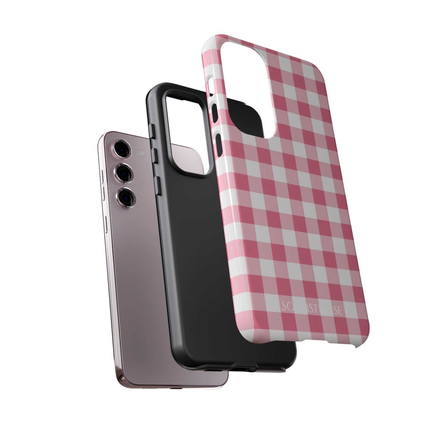 Gingham in Salmon - Tough Phone Case for Samsung Galaxy