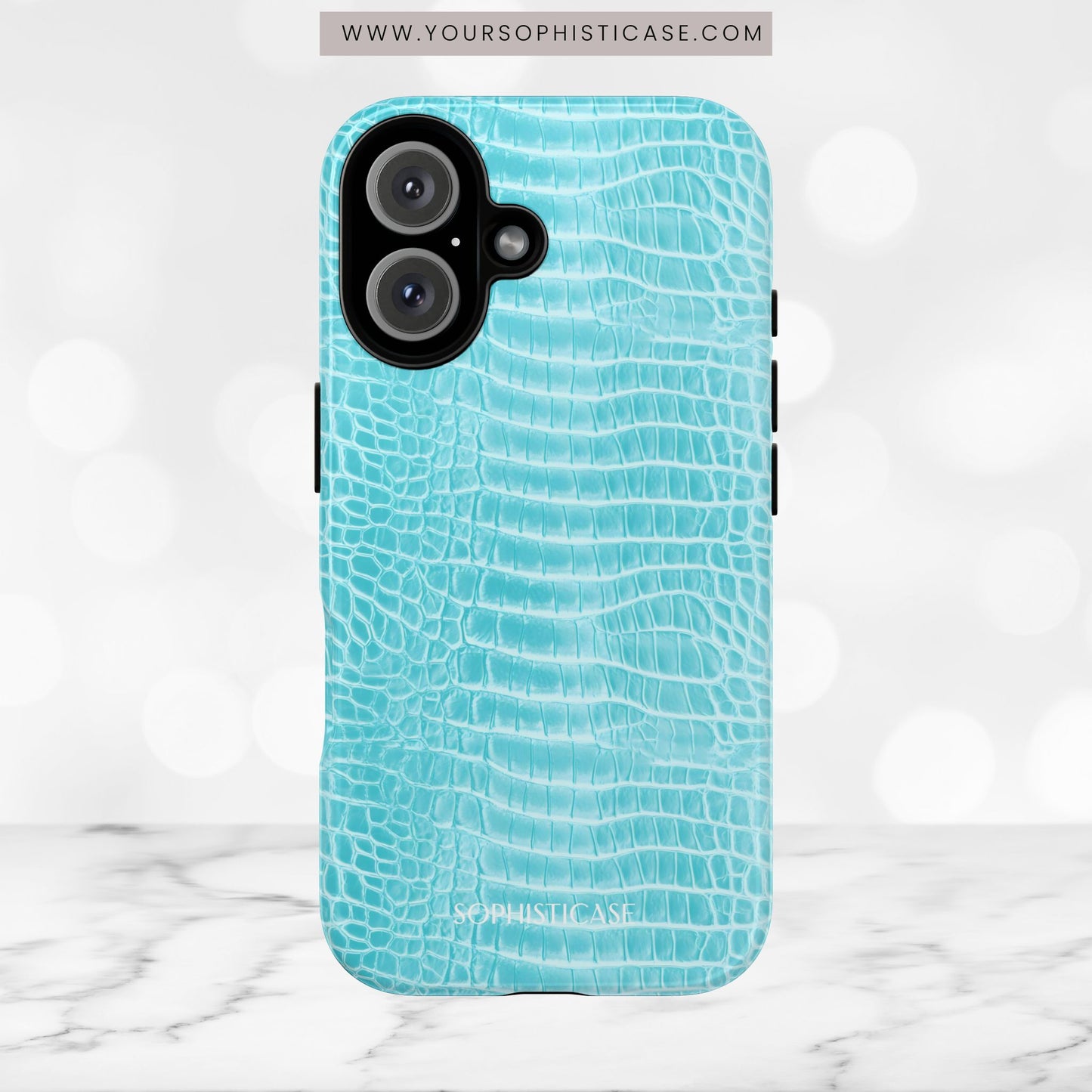 Luxe Leather in Aqua - iPhone Case