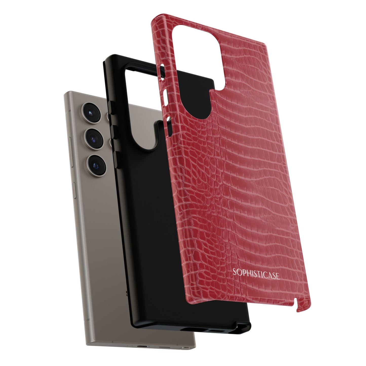 Luxe Leather in Cherry Red - iPhone Case, Samsung Galaxy Case, Google Pixel Case