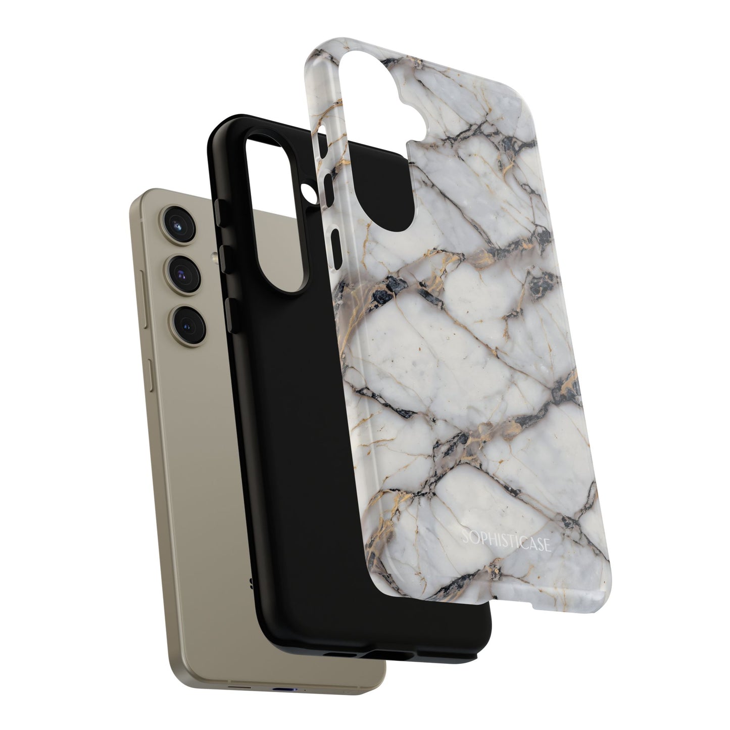 Marble Opulence in Cracked Beige - iPhone Case, Samsung Galaxy Case, Google Pixel Case