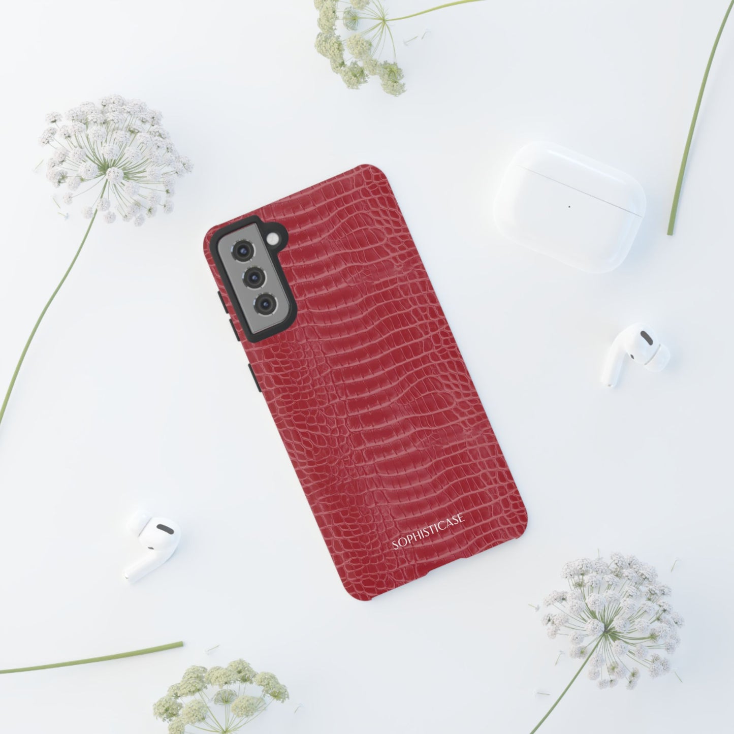 Luxe Leather in Cherry Red - iPhone Case, Samsung Galaxy Case, Google Pixel Case