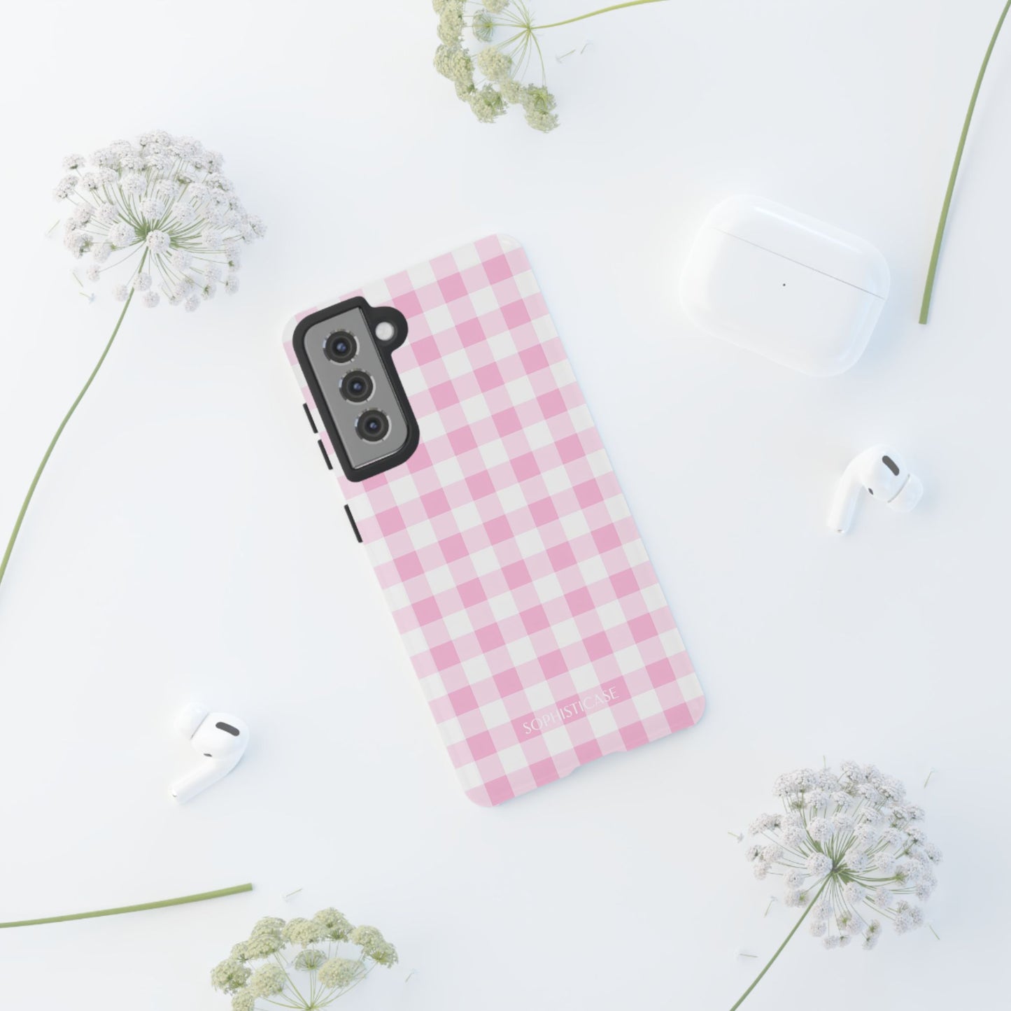 Gingham in Pink - iPhone Case, Samsung Galaxy Case, Google Pixel Case