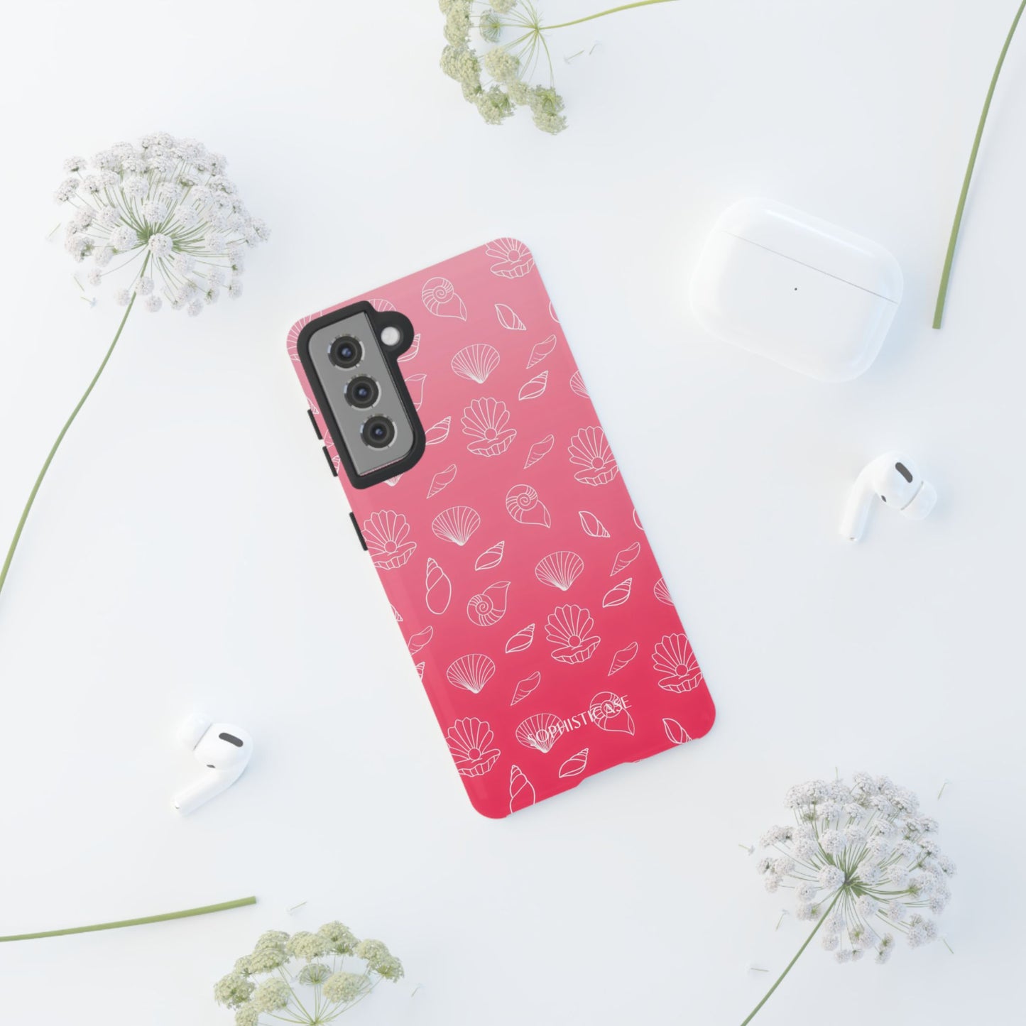 Seashell Society in Sunset Pink - iPhone Case, Samsung Galaxy Case, Google Pixel Case