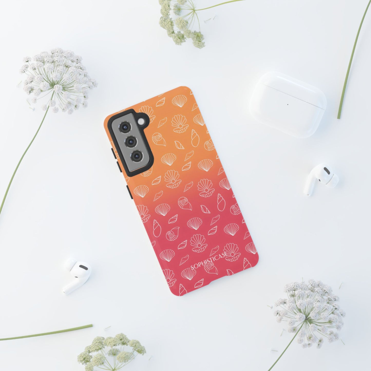 Seashell Society in Sunset Orange - iPhone Case, Samsung Galaxy Case, Google Pixel Case