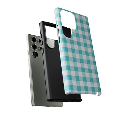 Gingham in Aqua - Drop Proof Phone Case for Samsung Galaxy