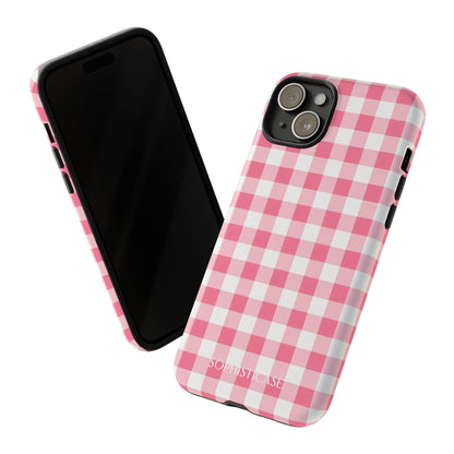 Gingham in Salmon - Tough Phone Case for iPhone