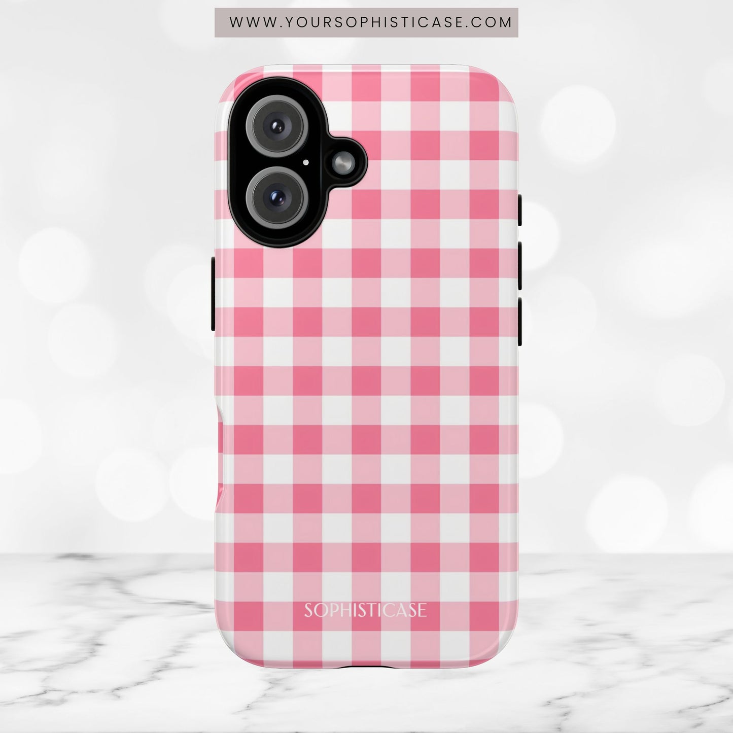 Gingham in Salmon - Tough Phone Case