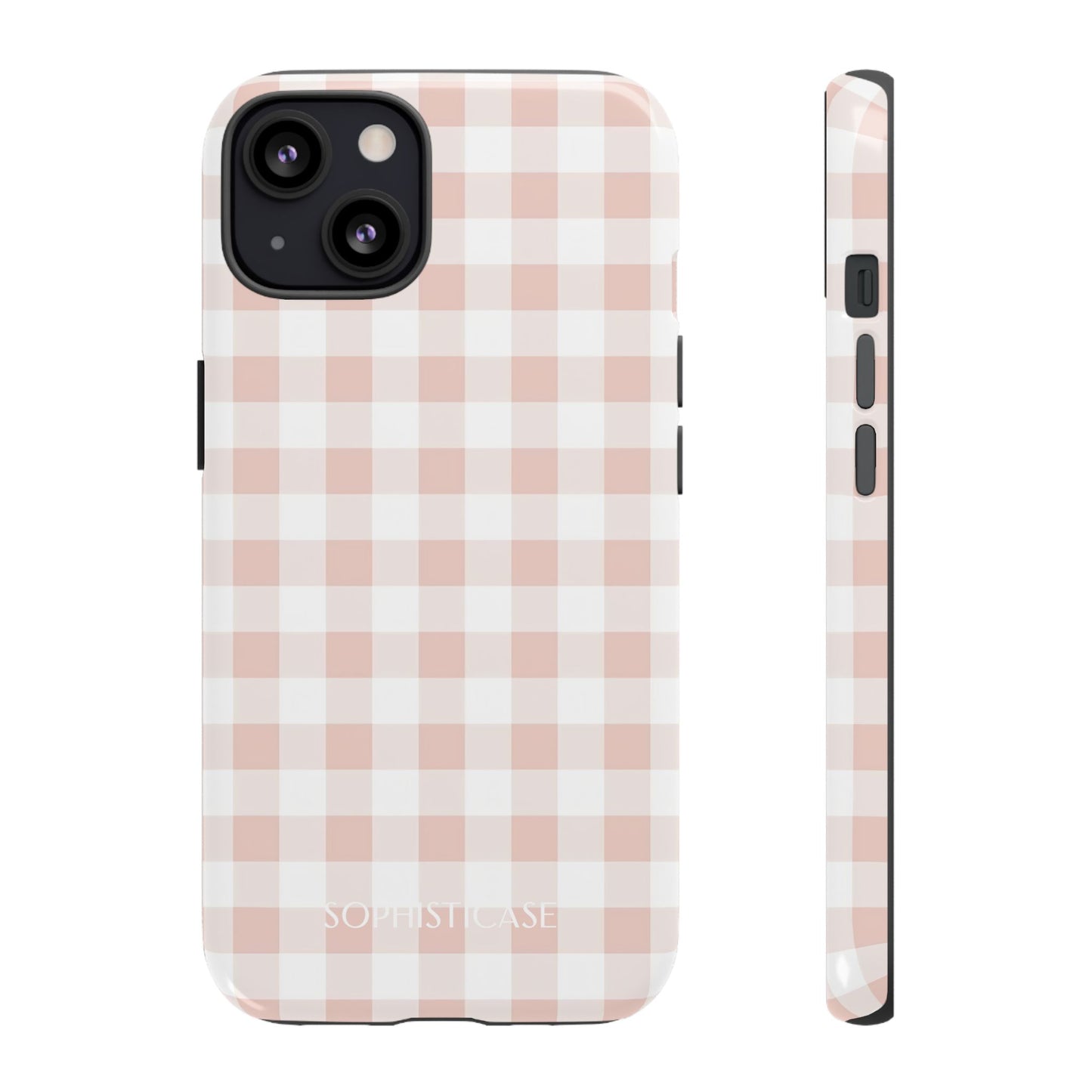 Gingham in Neutral Beige - Drop Proof Phone Case for iPhone