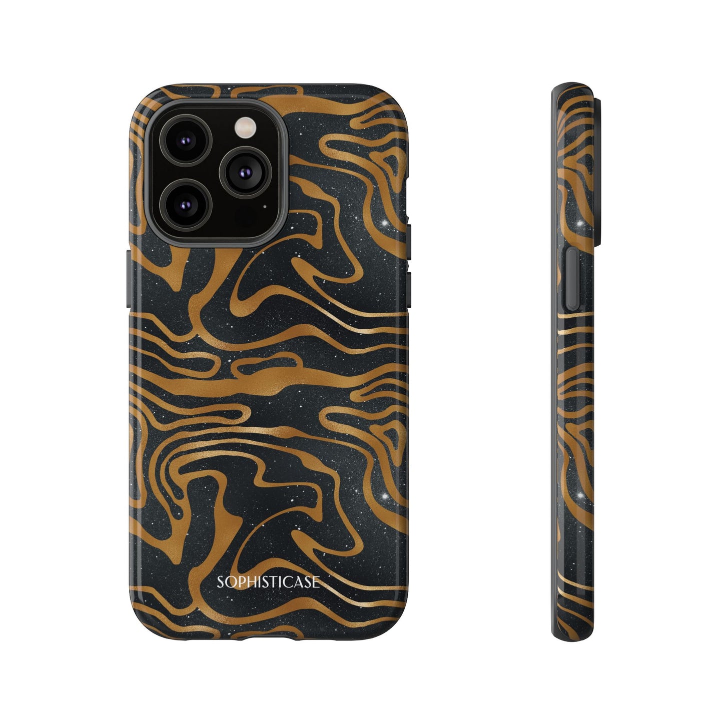 Cosmic Gold in Black - iPhone Case, Samsung Galaxy Case, Google Pixel Case