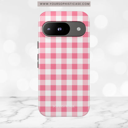 Gingham in Salmon - Tough Phone Case