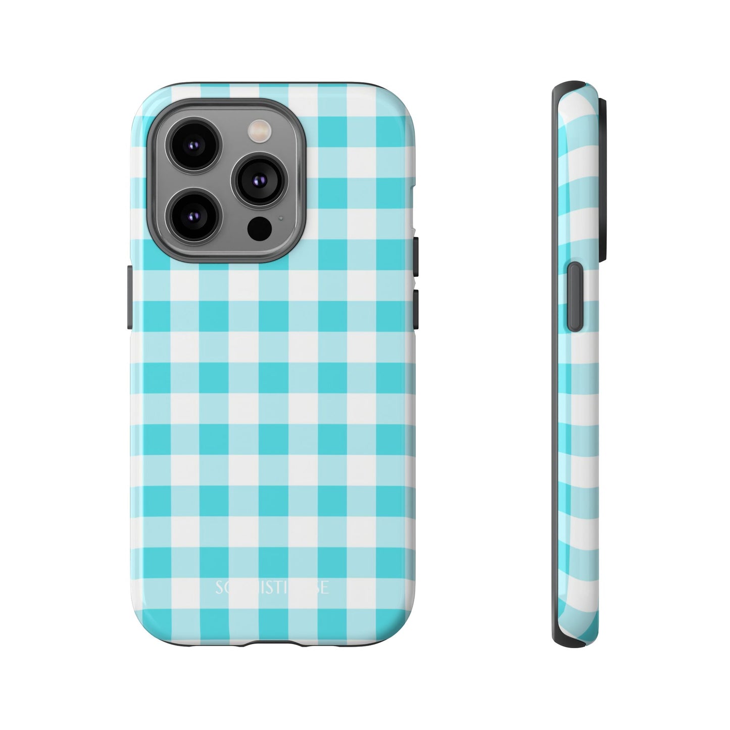 Gingham in Aqua - iPhone Case, Samsung Galaxy Case, Google Pixel Case