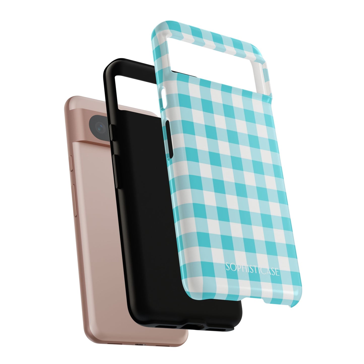 Gingham in Aqua - Drop Proof Phone Case for Google Pixel