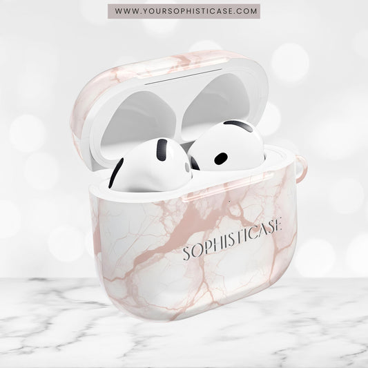 AirPod Cases - Marble Opulence in Neutral Beige