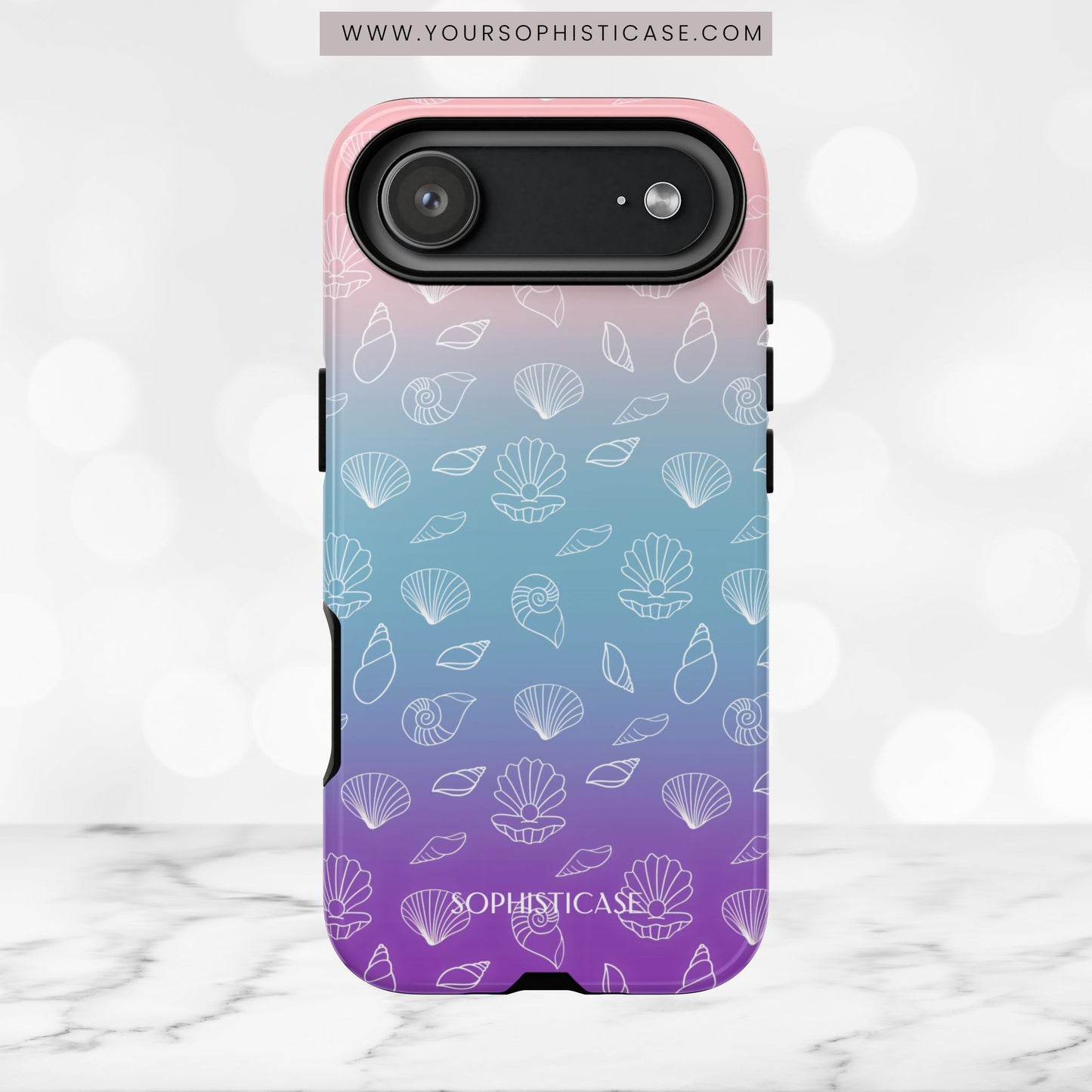 Seashell Society in Pink Blue & Purple Sunset - iPhone Case, Samsung Galaxy Case, Google Pixel Case