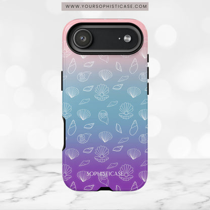 Seashell Society in Pink Blue & Purple Sunset - iPhone Case, Samsung Galaxy Case, Google Pixel Case