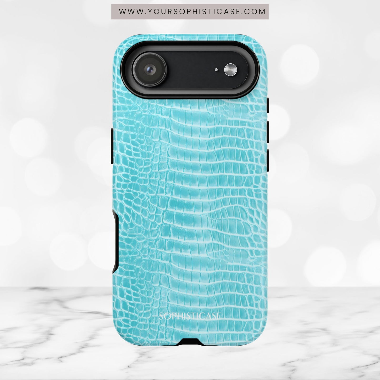Luxe Leather in Aqua - iPhone Case