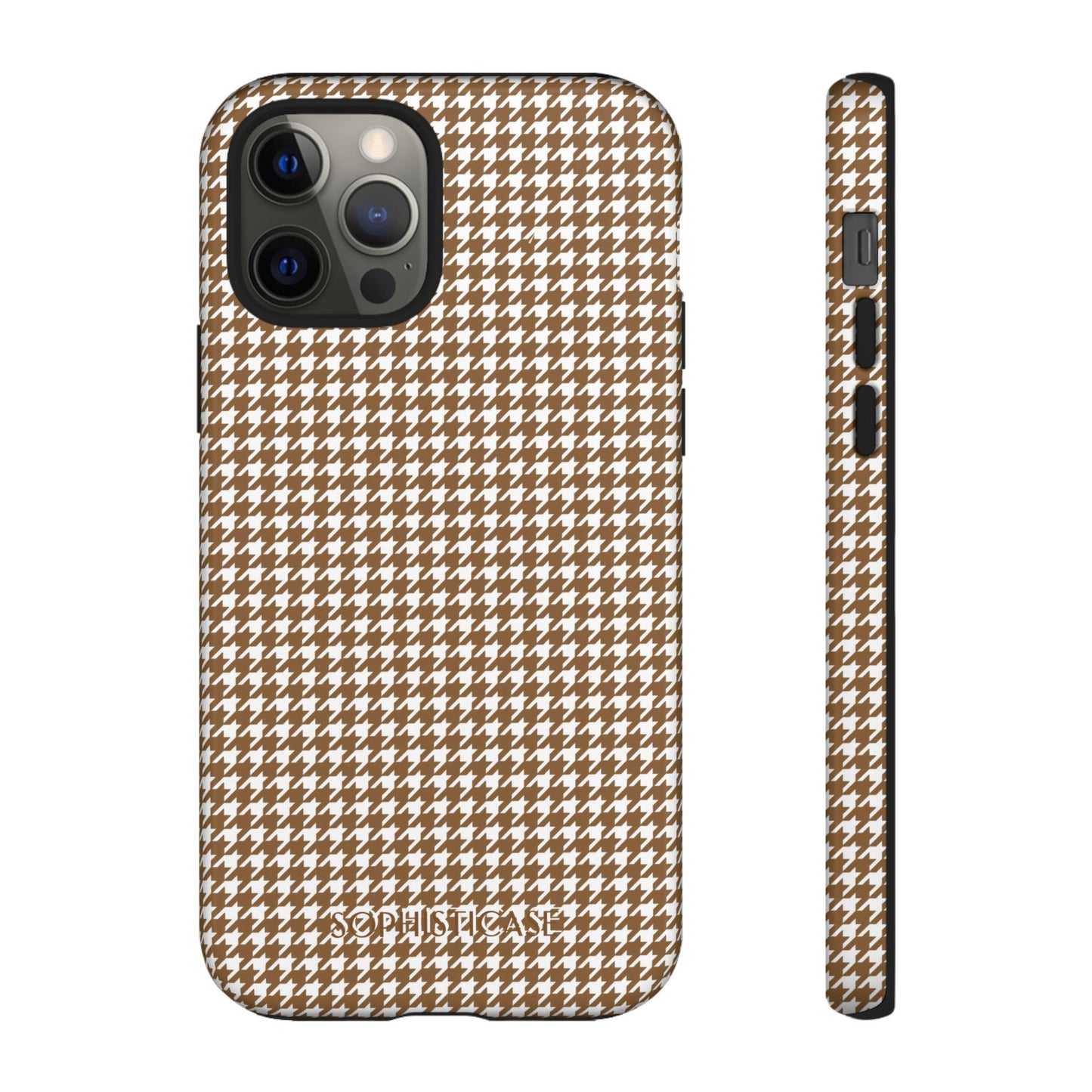 Houndstooth in Brown - Drop Proof Phone Case for iPhone