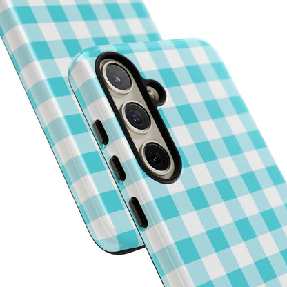 Gingham in Aqua - iPhone Case, Samsung Galaxy Case, Google Pixel Case