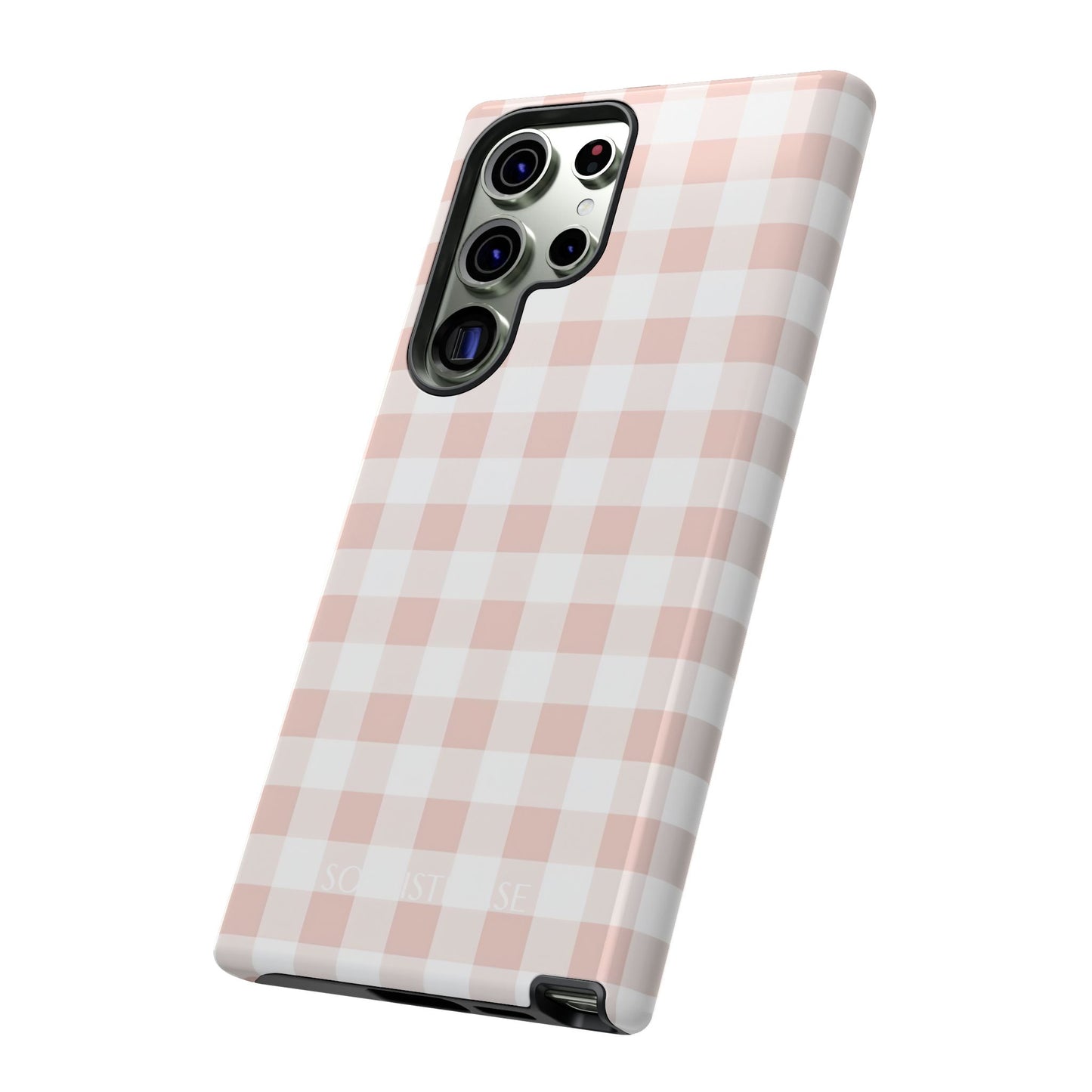 Gingham in Neutral Beige - Drop Proof Phone Case for Samsung Galaxy