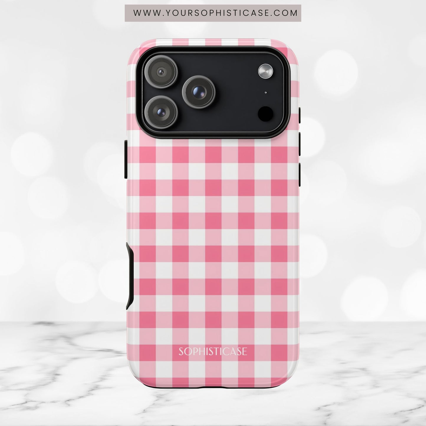 Gingham in Salmon - Tough Phone Case
