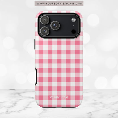 Gingham in Salmon - Tough Phone Case