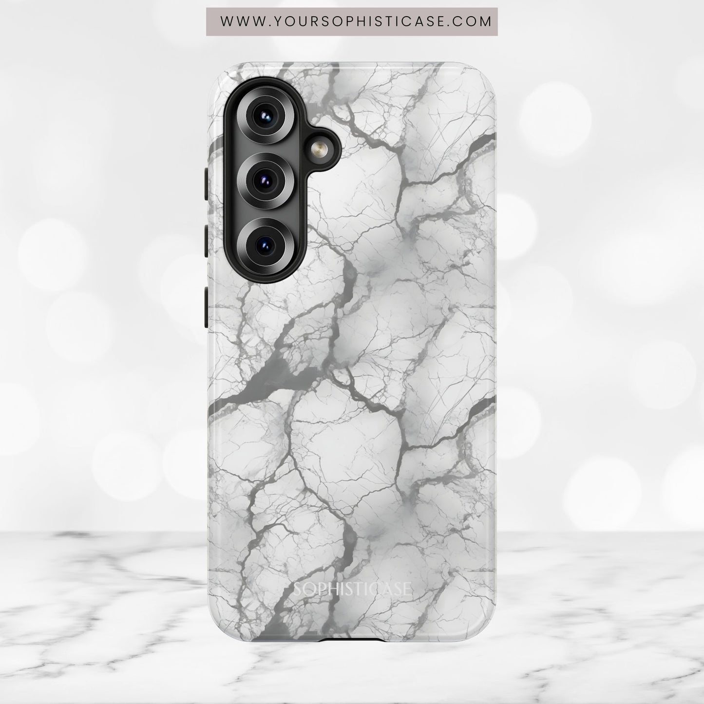 Marble Opulence in Charcoal Grey - Tough Phone Case