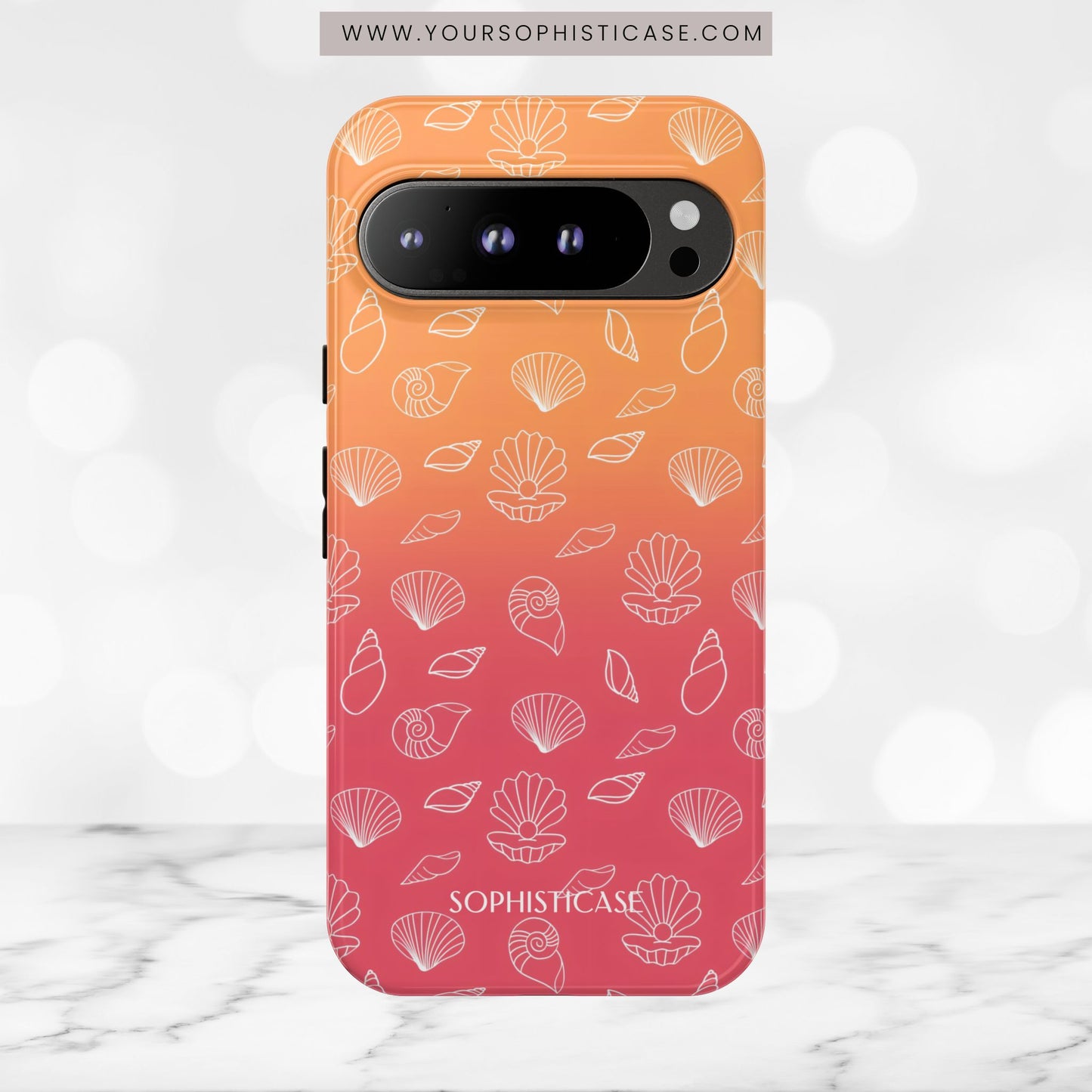 Seashell Society in Sunset Orange - iPhone Case, Samsung Galaxy Case, Google Pixel Case
