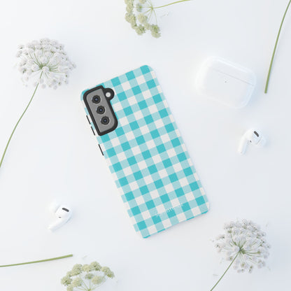 Gingham in Aqua - iPhone Case, Samsung Galaxy Case, Google Pixel Case