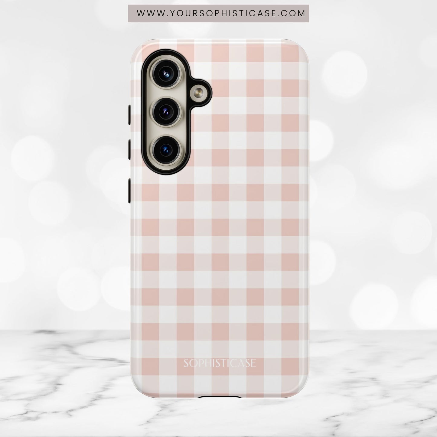 Gingham in Neutral Beige - Tough Phone Case