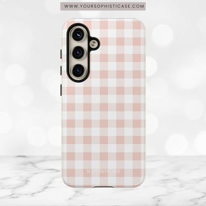 Gingham in Neutral Beige - Tough Phone Case