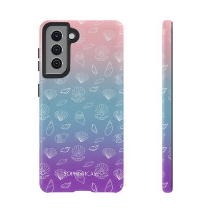 Seashell Society in Pink Blue & Purple Sunset - iPhone Case, Samsung Galaxy Case, Google Pixel Case
