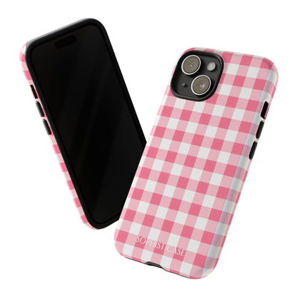 Gingham in Salmon - Tough Phone Case for iPhone