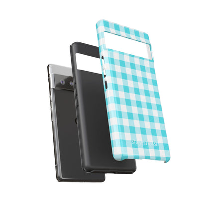 Gingham in Aqua - Drop Proof Phone Case for Google Pixel