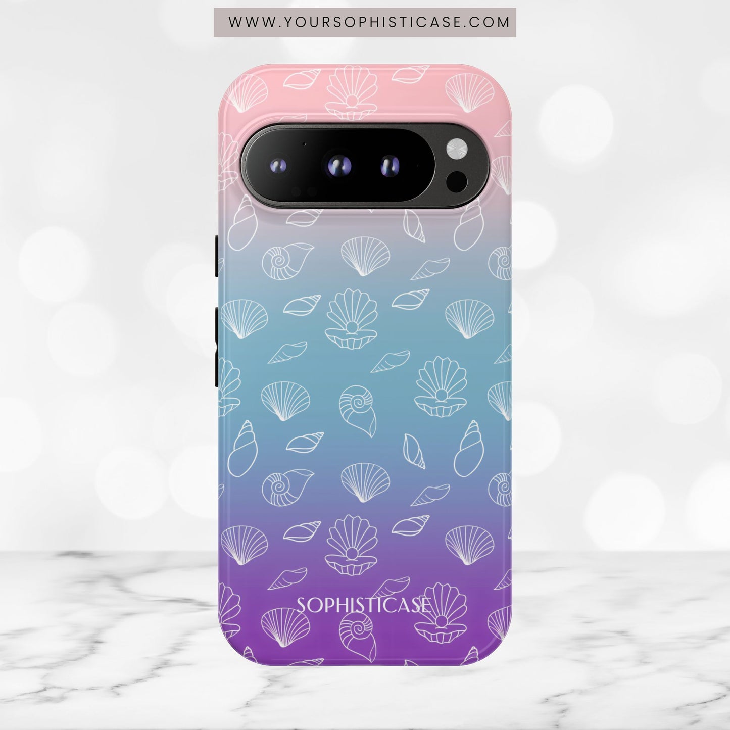 Seashell Society in Pink Blue & Purple Sunset - iPhone Case, Samsung Galaxy Case, Google Pixel Case