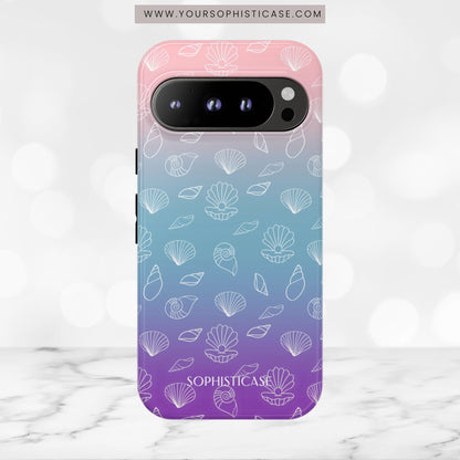 Seashell Society in Pink Blue & Purple Sunset - iPhone Case, Samsung Galaxy Case, Google Pixel Case