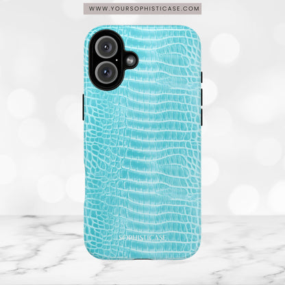 Luxe Leather in Aqua - iPhone Case
