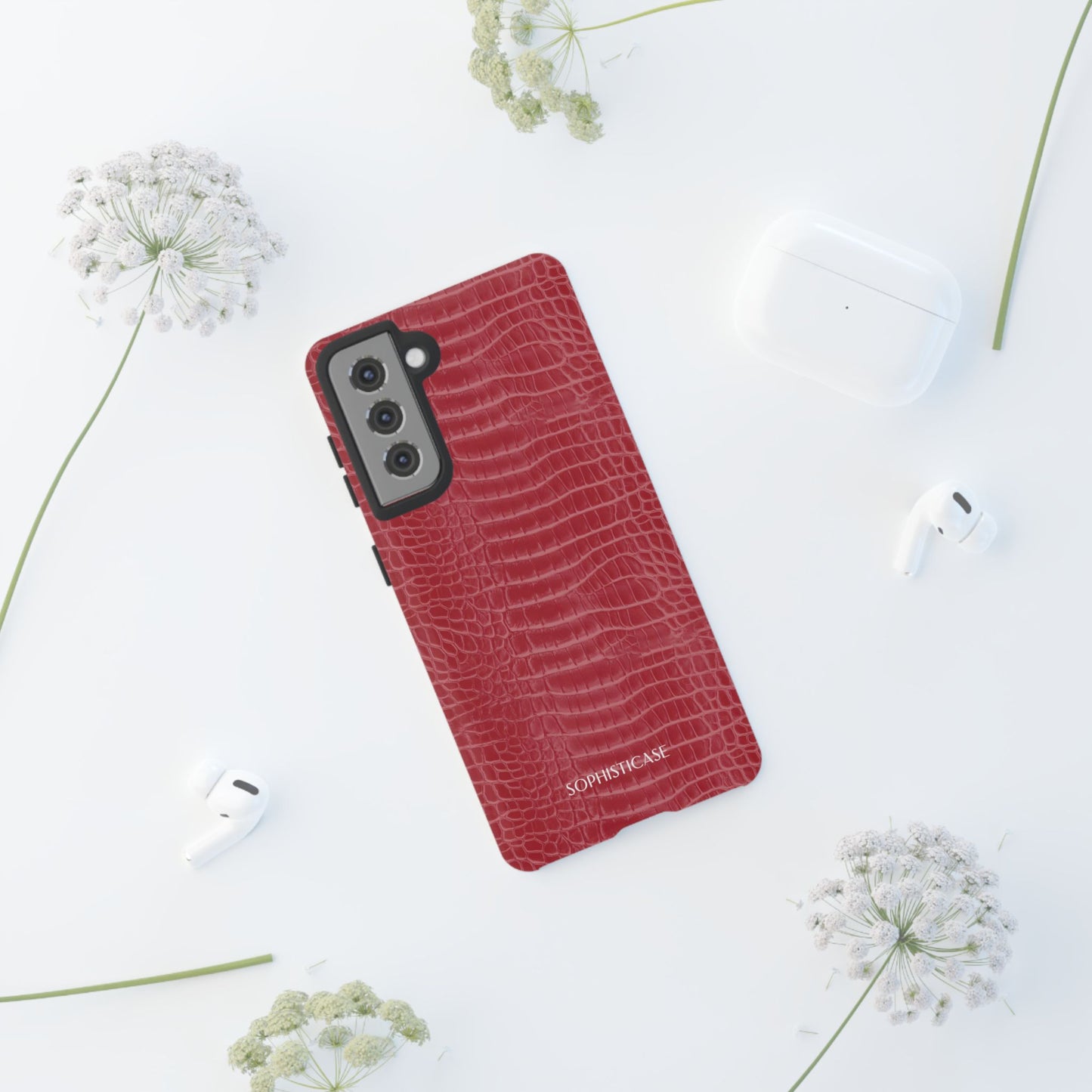 Luxe Leather in Cherry Red - iPhone Case, Samsung Galaxy Case, Google Pixel Case