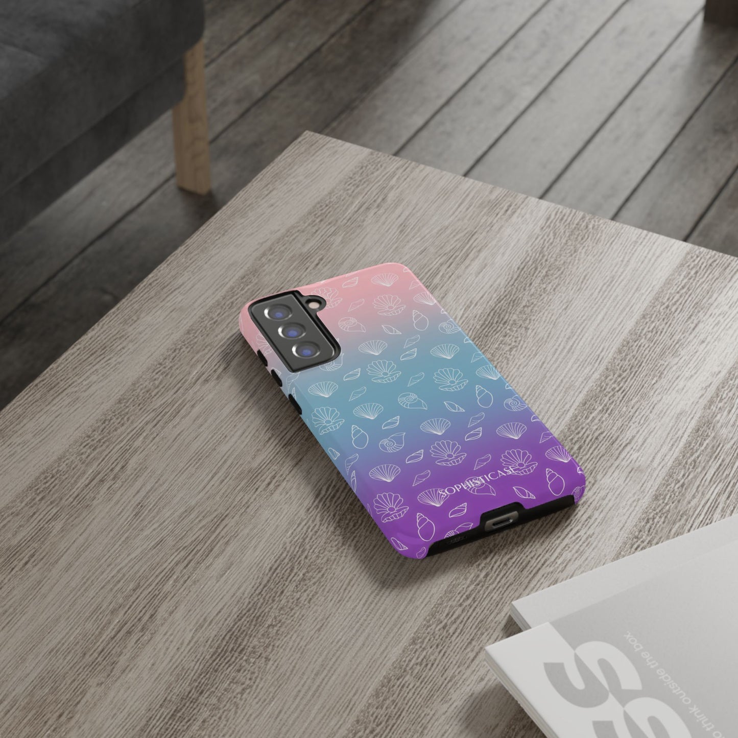 Seashell Society in Pink Blue & Purple Sunset - iPhone Case, Samsung Galaxy Case, Google Pixel Case
