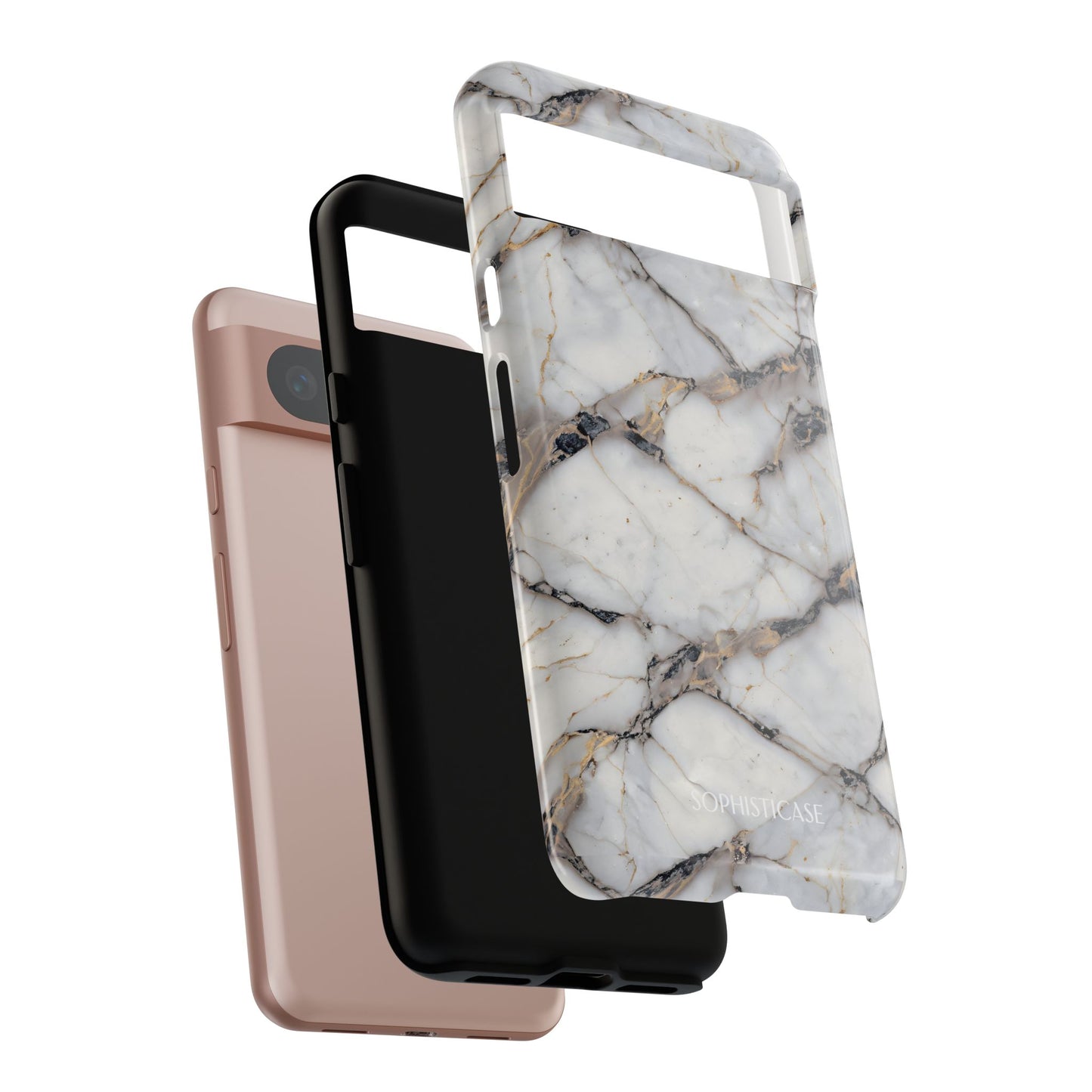 Marble Opulence in Cracked Beige - iPhone Case, Samsung Galaxy Case, Google Pixel Case